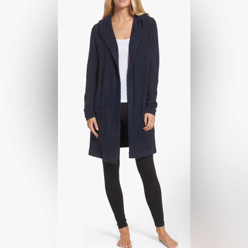 Barefoot Dreams Cozychic Lite Coastal Hooded Cardigan in Navy